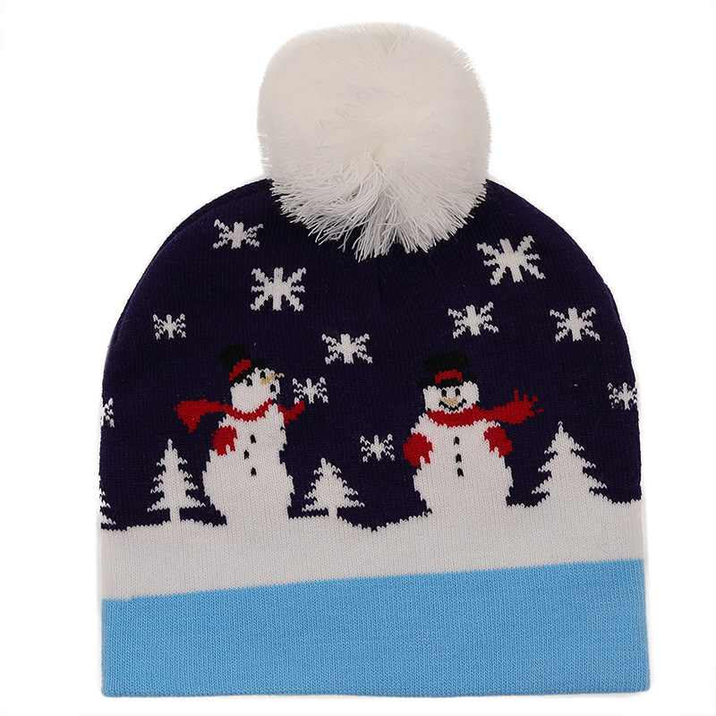 Fashion Contrast Color Jacquard Wool Ball Christmas Knitted Hat Woolen Hat Wholesale Nihaojewelry display picture 8