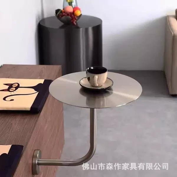 Trendy Internet-Famous Milk Tea Shop and Café Stainless Steel Small Round Table Against the Wall, Wall-Mounted Table, Booth Table