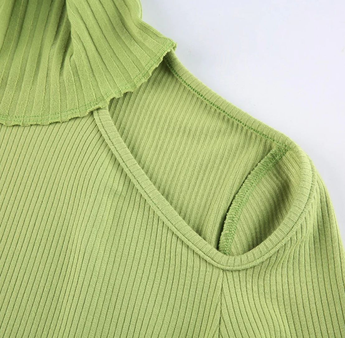 Fashion Solid Color Acrylic High Neck Long Sleeve Regular Sleeve Hollow Out Knitwear display picture 5