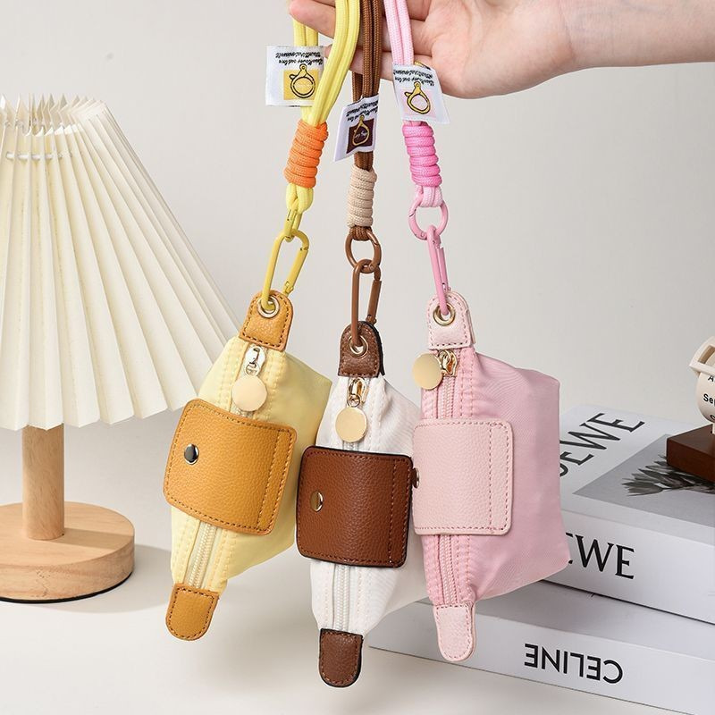 Color-Blocking Mini Dumpling Bag, Unisex Coin Purse, Nylon Small Bag, Car Key and Lipstick Storage Bag, Earphone Bag, Keychain