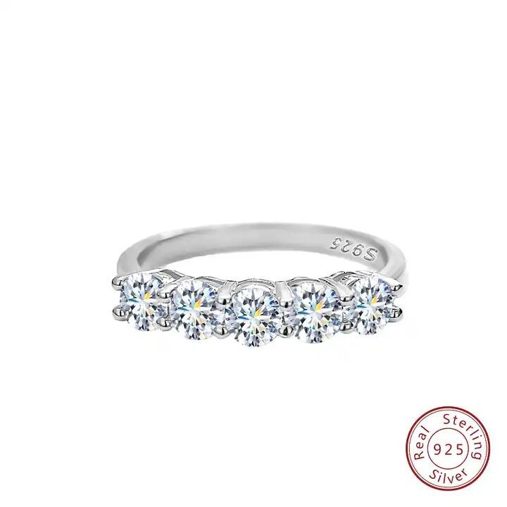 Moissanite fila de cinco estrellas anillo de diamantes PT950 platino hembra 18K oro s925 anillo de plata TikTok transmisión en vivo