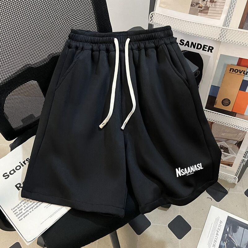 Loose Oversize Simple Letter Printed Shorts Men's Summer Running Sports Casual American Basketball 5-Point Pants