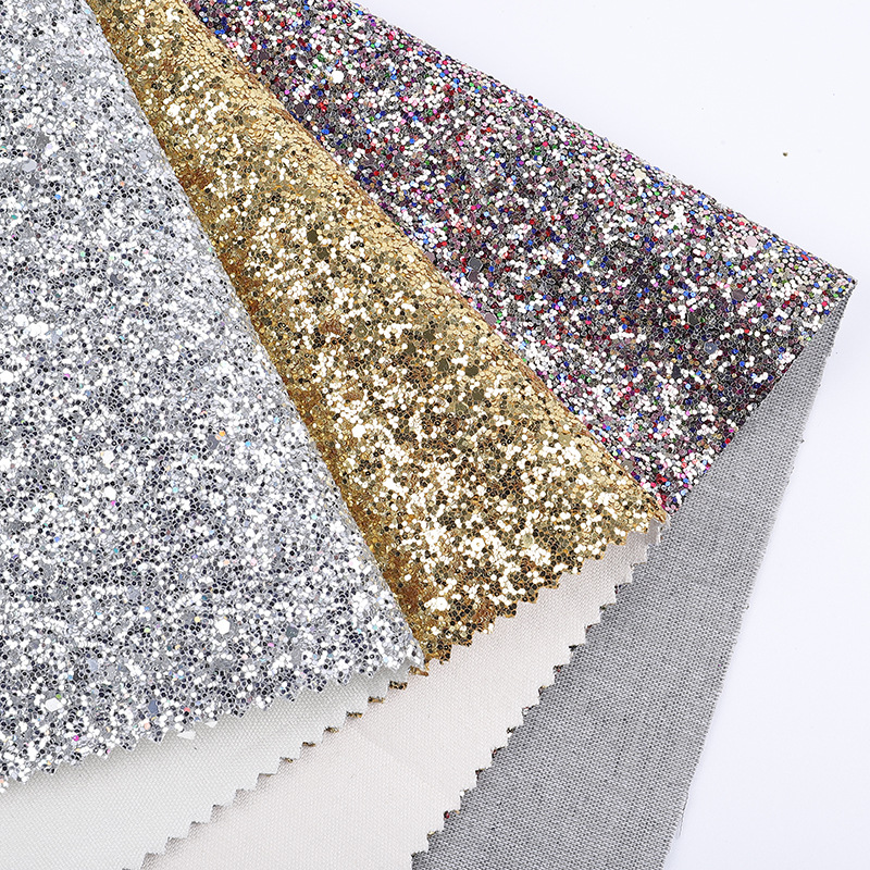 工厂直供1.1厚特格丽特金葱闪粉PU人造皮料箱包鞋材头饰皮革面料