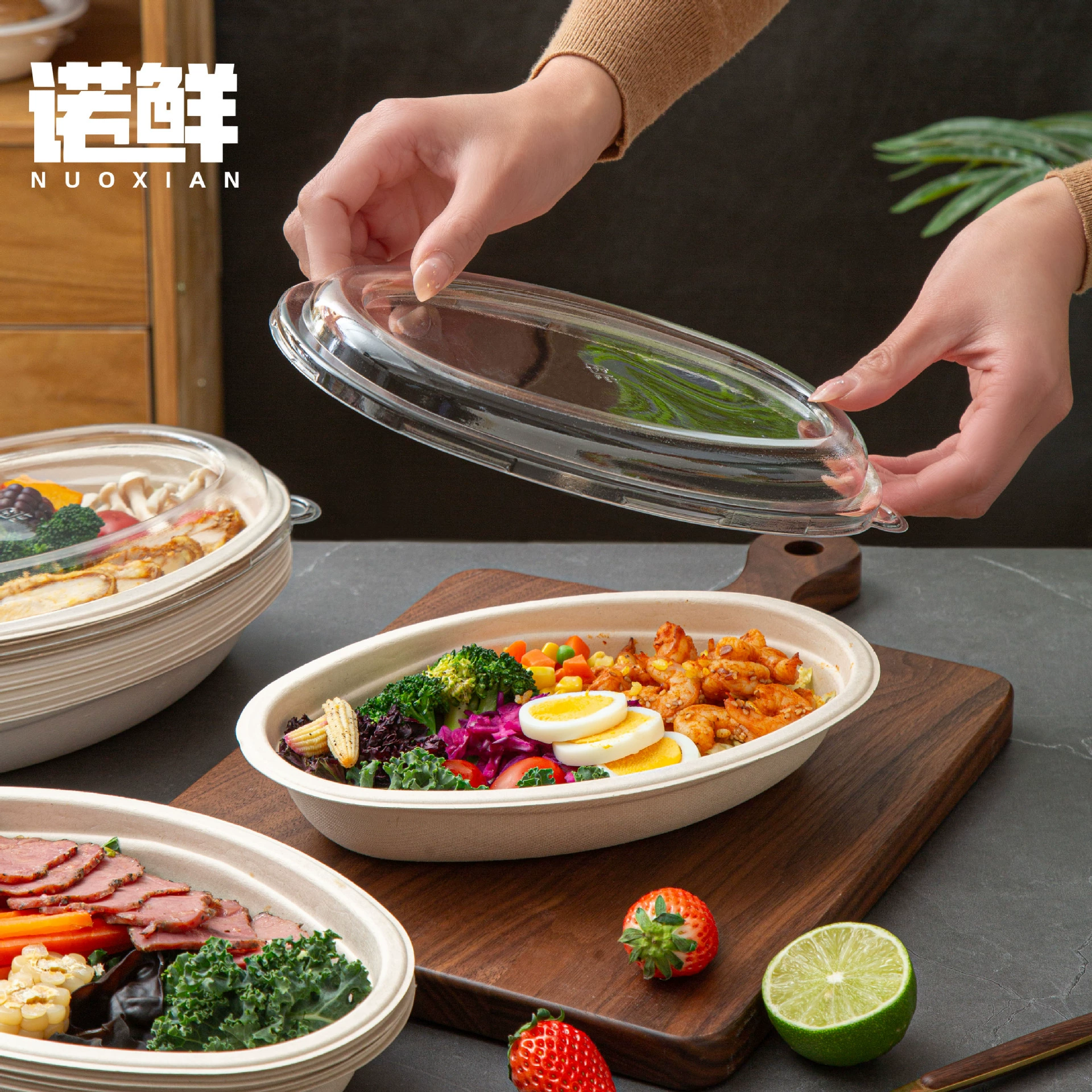 Одноразовая легкая эллиптическая миска 800ml домашняя коробка для похудения