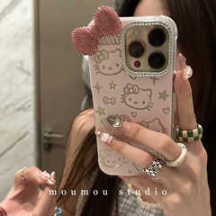 アニメかわいい蝶ネクタイkt猫はiPhone15promaxアップル14携帯ケース13新12立体を適用している