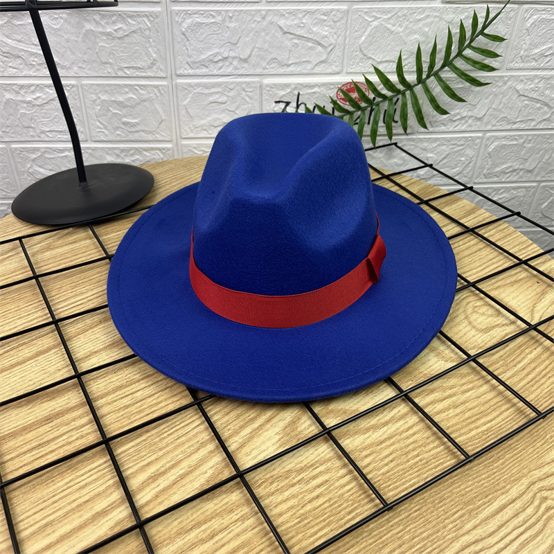 AliExpress sombrero de lana Jazz sombrero británico ala grande Xu Wenqiang mismo estilo versátil de ala ancha sombrero de caballero sombrero de rendimiento de los hombres