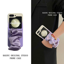 韩版温柔香芋紫丝巾腕带适用于三星zflip5/4/3手机壳折叠屏新款