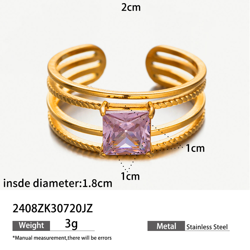 Tina 18k oro de acero inoxidable zircon abierto anillo de alta calidad anillos de titanio joyería de mano anillos transfronterizos