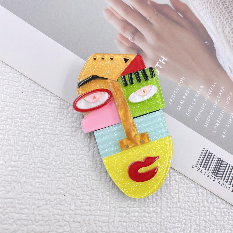 Patchwork Design Cartoon Style Pin Abstract Arylic Patchwork Women'S Brooches