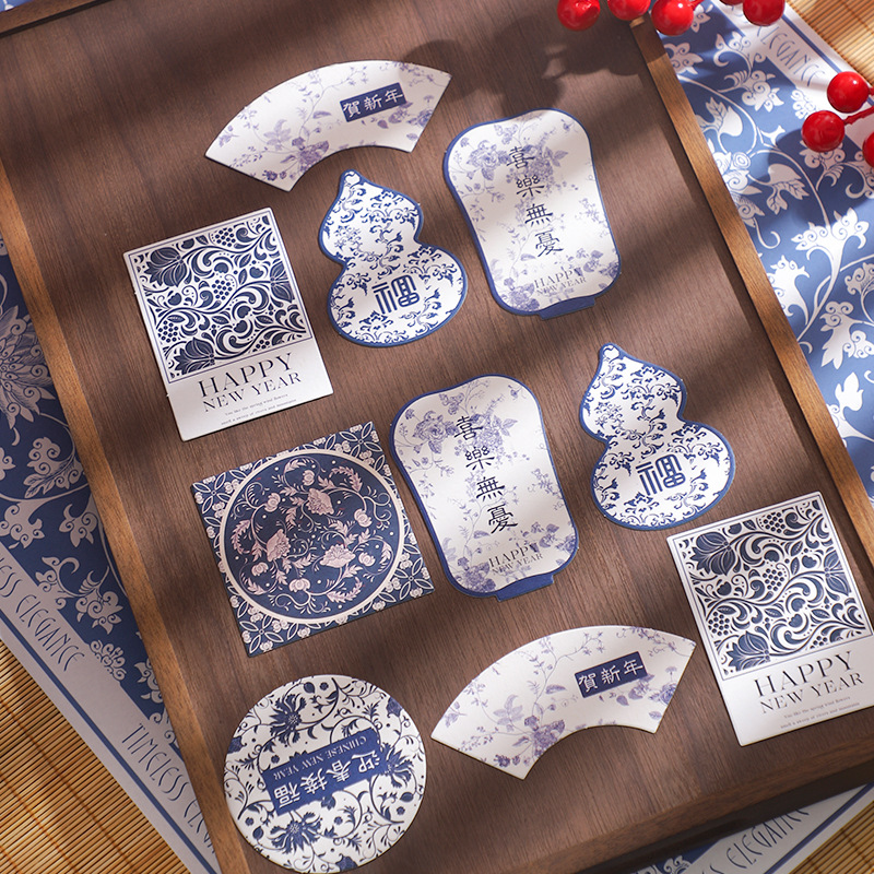 Nuevos productos de cordier de siete colores Tarjetas de decoración de Año Nuevo Tarjetas de felicitación Tarjetas postales