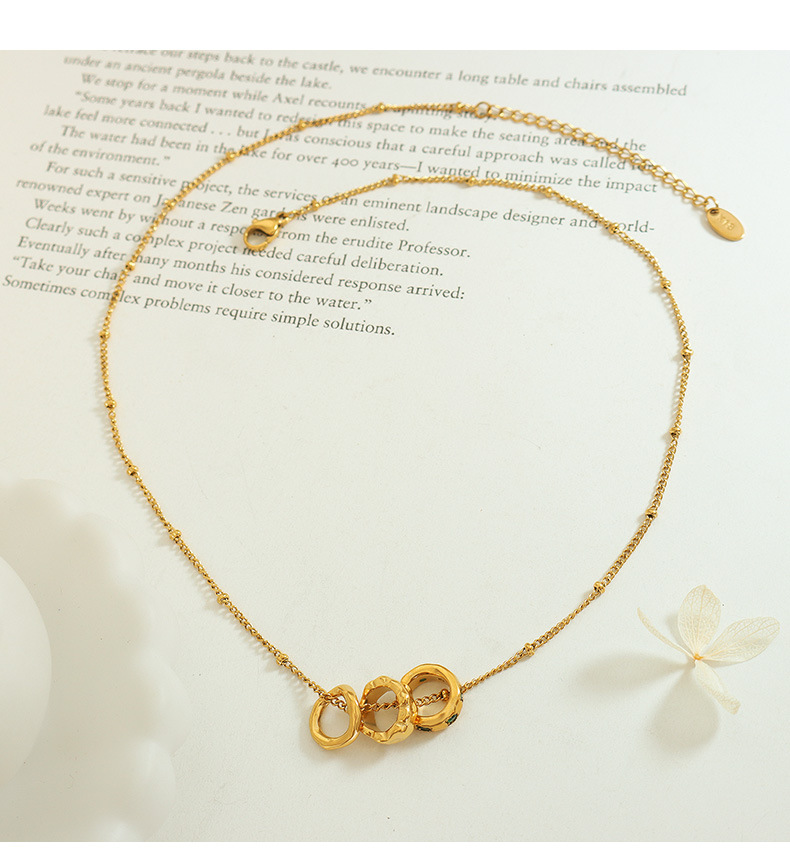 Fashion Irregular Round Titanium Steel Necklace Inlay Zircon Stainless Steel Necklaces