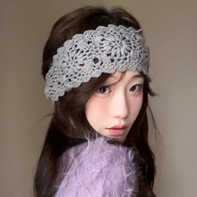 手工编织复古发带女夏天洗脸束发带宽边针织毛线头带压发绑发头箍