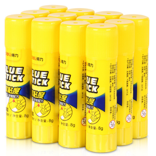 Deli 7091 solid glue stick 8g high viscosity students' manual class strong glue office supplies wholesale 24 sticks