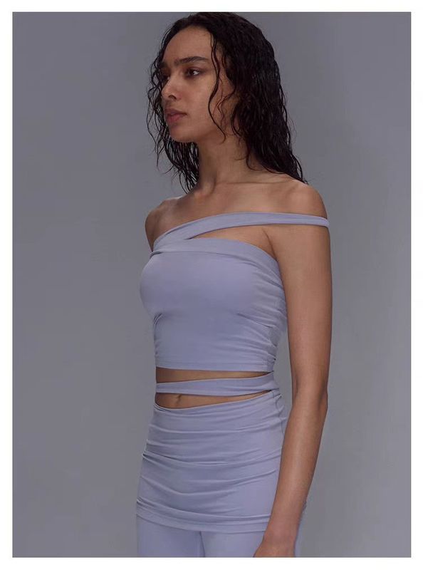 欧美外贸跨境时尚单肩瑜伽服背心文胸运动健身瑜伽文胸内衣带胸垫|undefined
