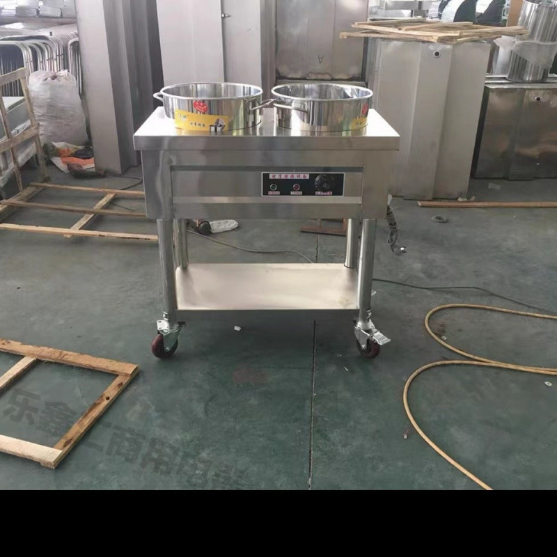 acero inoxidable aislamiento térmico carro de gachas de calentamiento eléctrico móvil comercial calentador de sopa caliente mesa de gachas de aislamiento térmico