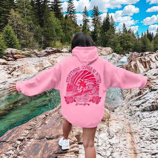 New Version of European Size Sweatshirt for Women with Dropped Shoulder Sleeves and Threaded Chasing Sunsets Brand Sweatshirt with Hood and Print