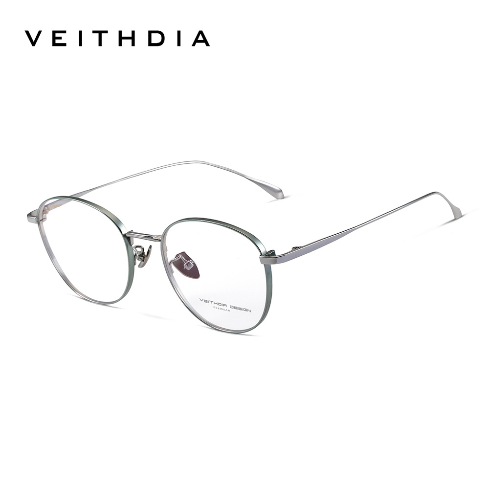 Marco de espejo de miopía óptica de titanio puro para hombres y mujeres retro redondo simple con grado transfronterizo punto 9918