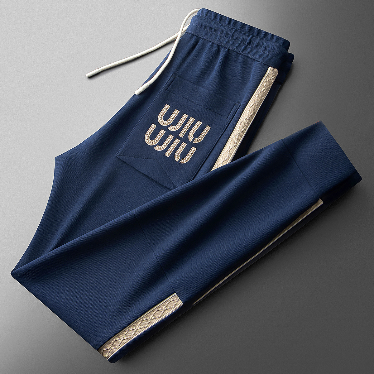 Summer Fashion Contrast Color Ribbon Sports Pants Men's Comfortable Cotton Men's Sports Pants Casual Pants