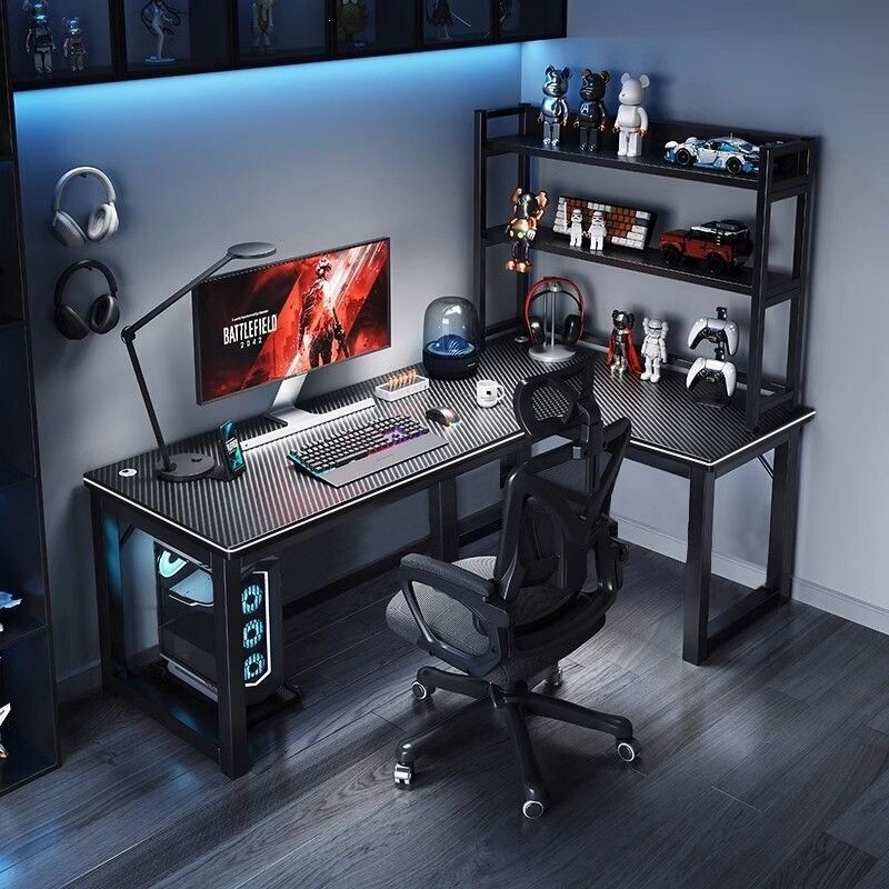 Simple corner desk, bedroom desk with bookshelf, integrated corner table for bedroom, home office workbench, computer desk Simple corner desk, bedroom desk with bookshelf, integrated corner table for bedroom, home office workbench, computer desk