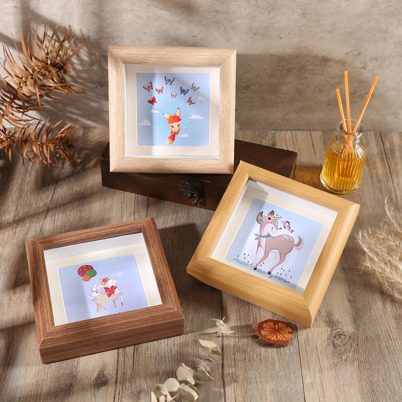 Wooden Photo Frame Table Modern Simple Square Small Photo Frame Manufacturer Wholesale Handmade New House Calligraphy Desktop Ornaments
