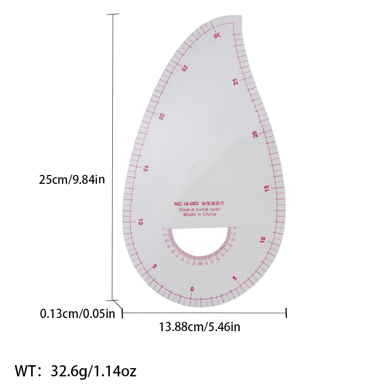 Regla de curva directa de fábrica Botón regla de arco regla de ropa regla de corte traje de regla de jaula de manga regla de tamaño colección