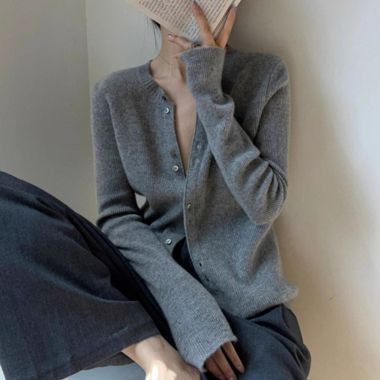 蓝色针织开衫外套女秋季新款别致绝美内搭打底毛衣欧货感上衣2025|undefined