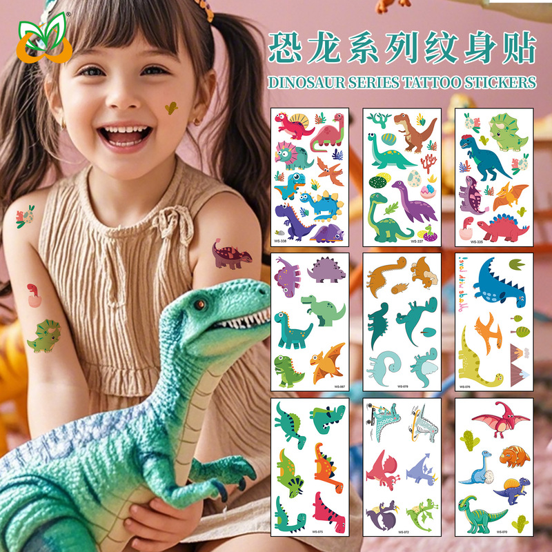 Cross-Border Children's Cartoon Dinosaur Tattoo Stickers Waterproof Temporary Cute Personalized Tyrannosaurus Rex Toy Tattoo Stickers