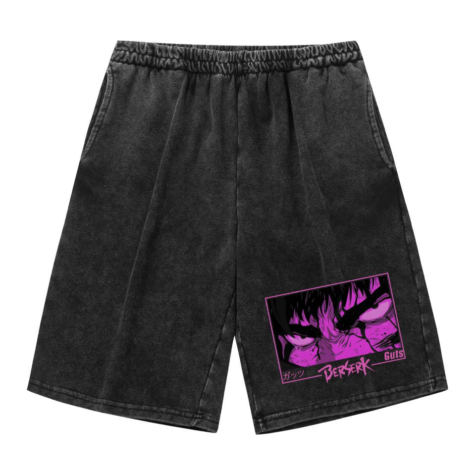 Винтажные хлопковые шорты washed (Jianfeng), чёрный винтаж, с эластичным поясом, XS–XXL