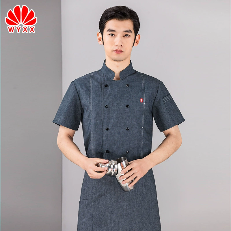 Новые высококачественные комбинезоны от шеф-повара, весенне-летняя тонкая мужская одежда с короткими рукавами, кухонная дышащая, высококлассная кейтеринговая гостиница
