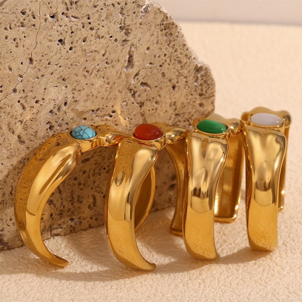 Asymmetrical Stainless Steel Open Bracelet