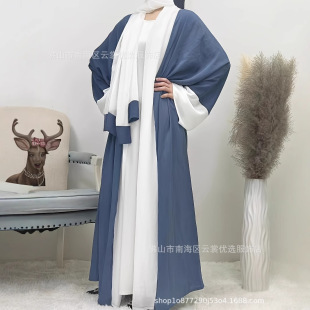 Elegant Long Dress for Women with a Middle Eastern and Turkish Arabian Style, Featuring a Patchwork Design, Suitable for Foreign Trade in Europe, America, and Dubai