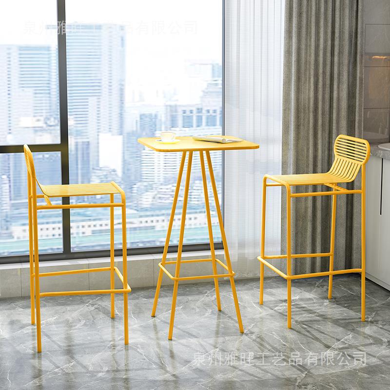 Balcony High Table Bar Table and Chair Outdoor Nordic Open-Air High Table Courtyard Cafe Iron Table and Chair