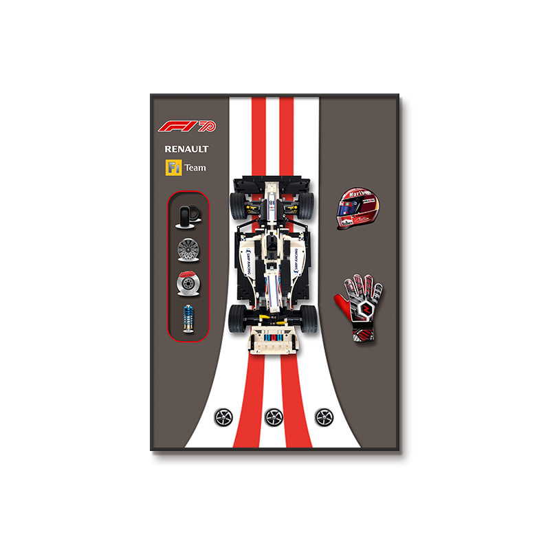 Bloques de construcción en la pared, marco de exhibición, dormitorio de niños, cuadro de cabecera, McLaren F1, marco de fotos de automóvil en la pared, habitación de niños, automóvil