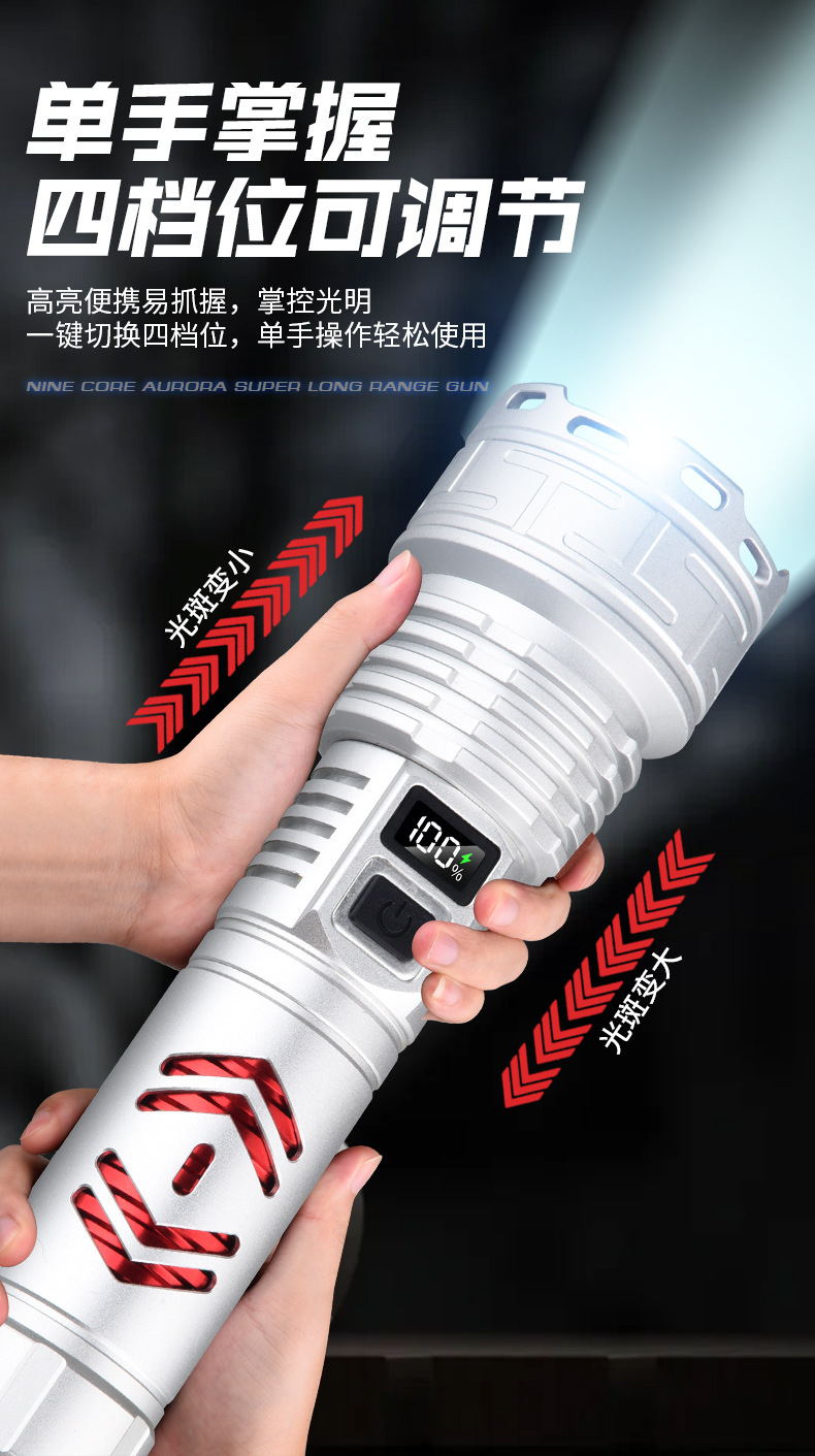 Cross-Border 2608 High-Power Bright Flashlight with Power Bank Typec Fast Charging Outdoor Bright Tactical Flashlight