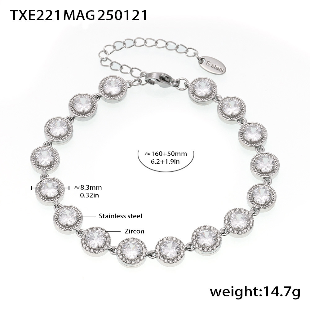 Chain de zircón blanco super brillante con estrellas redondas hechas a mano acero inoxidable chapado en oro real 18K joyas de lujo