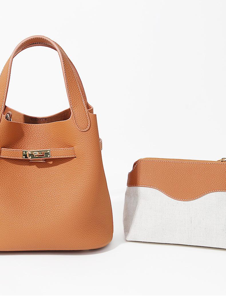 Túi bucket nữ rút dây dáng thùng đeo chéo kiểu mới — Màu nâu cognac chi tiết 5