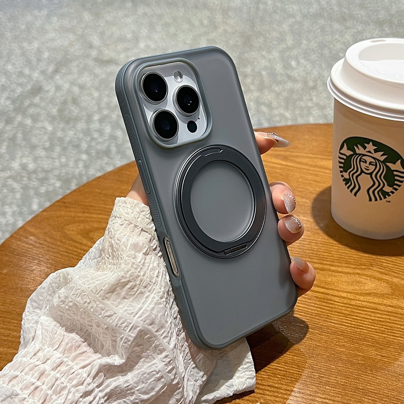 新款磁吸支点壳适用iphone16pro手机壳简约侧边防滑苹果15promax创意旋转支架14pro透色磨砂防摔16情侣保护套|undefined