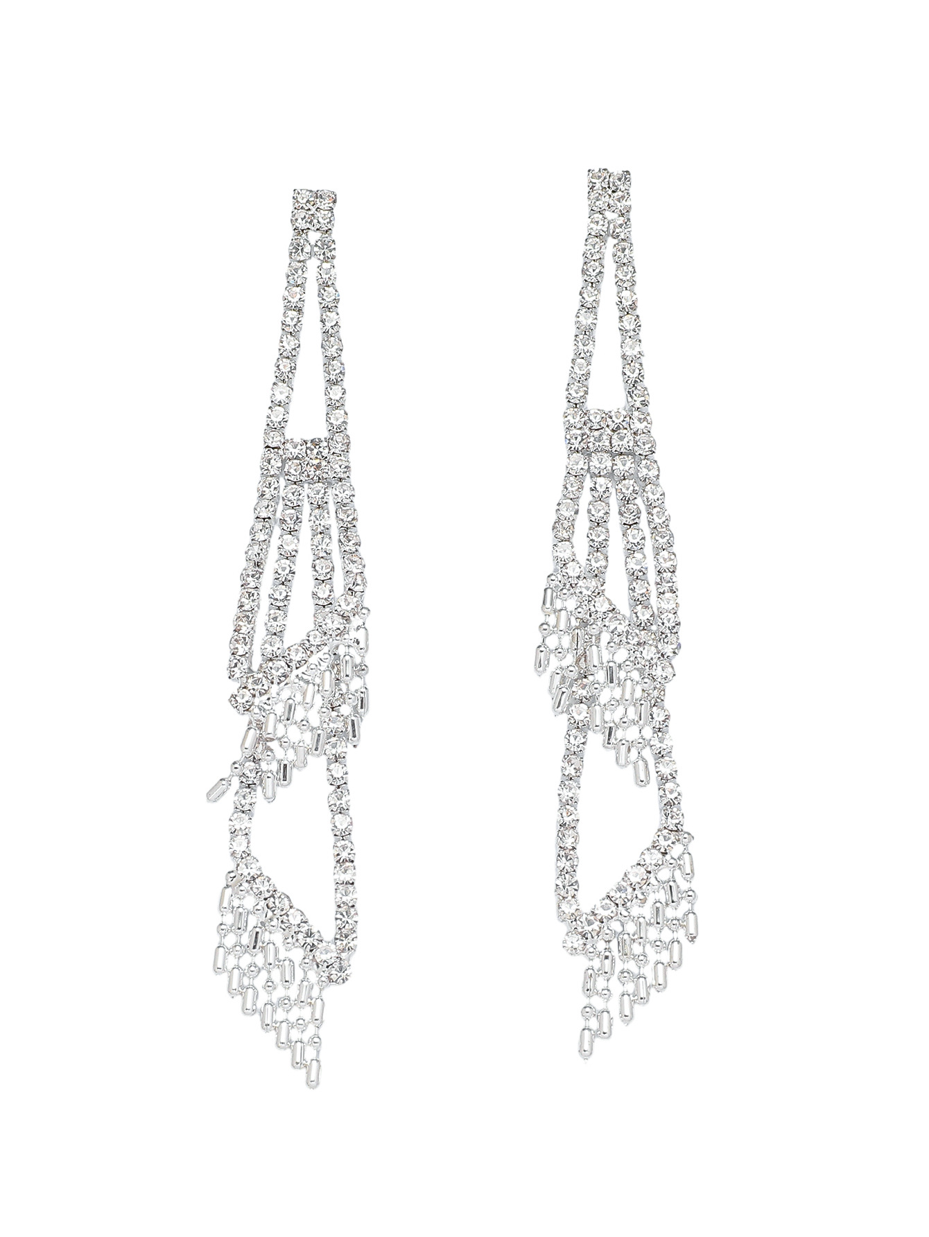Geometric Pattern 1 Pair Simple Style Shiny Geometric Rhinestone Drop Earrings