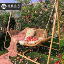 别墅庭院秋千吊椅户外花园阳台藤编摇椅休闲酒店民宿室外网红藤椅