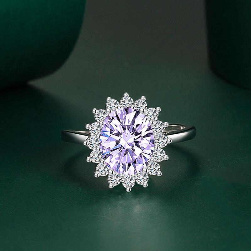 Fashion Oval Copper Inlay Zircon Rings 1 Piece