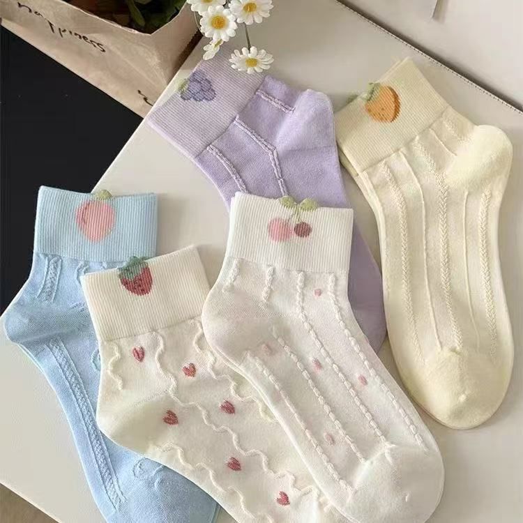 White Berry Socks for Girls, Short Socks for Spring and Autumn, Thin Cute Japanese Style, Summer Korean Version, Girls' Mid-Tube Socks to Match Dresses, Baby Socks White Berry Socks for Girls, Short Socks for Spring and Autumn, Thin Cute Japanese Style, Summer Korean Version, Girls' Mid-Tube Socks to Match Dresses, Baby Socks