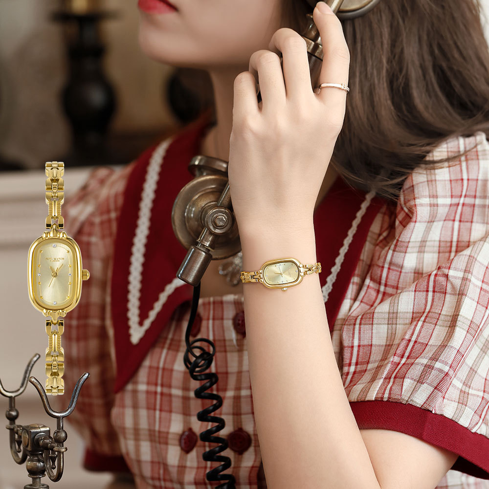 2024 New Yiwenlin Authentic Watch, Elegant Women's Retro, Small and Luxury Women's Small Square Watch as A Gift for Girlfriend_voghion.com