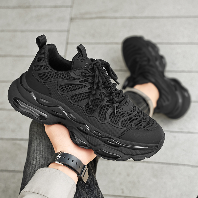Zapatos de hombre de samurai negro verano respirado de malla de alta calidad deportiva ocio para correr cojín de aire aumentado con suela gruesa zapatos de moda