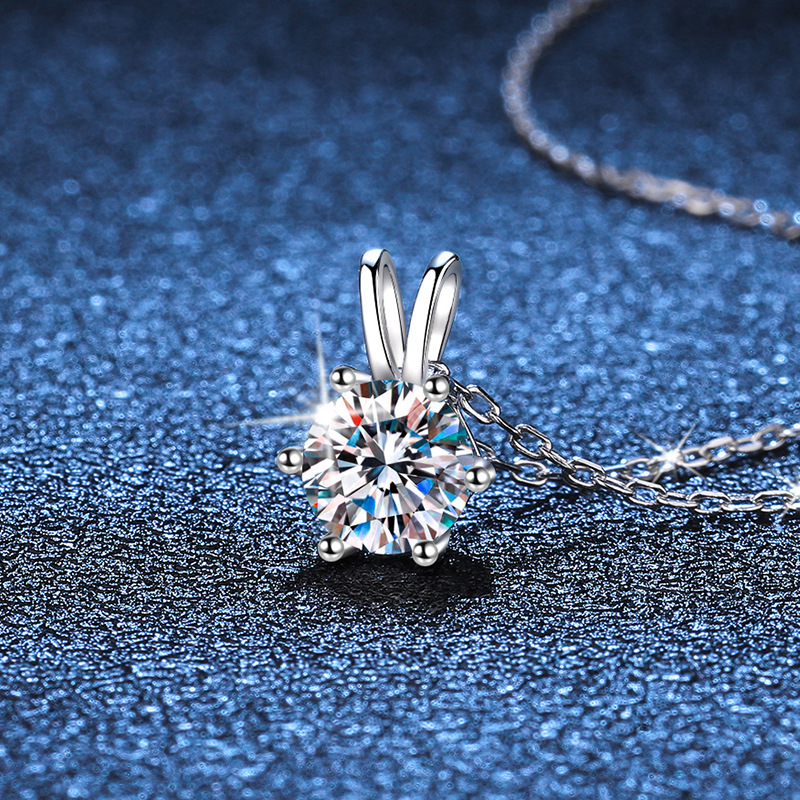 Nuevo clásico de seis garras collar s925 collar de plata elegante simple clavícula Cadena 1 Karat moissanite Collar para las mujeres