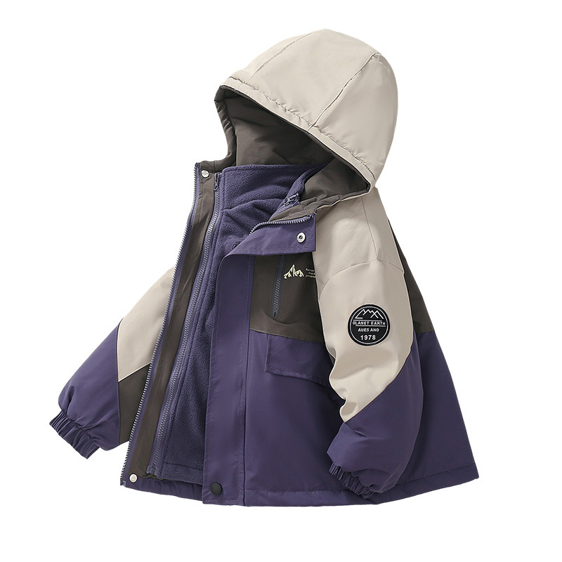Chaqueta de asalto para niños de otoño y invierno con chaqueta gruesa de lana, ropa de invierno 3 - en - 1 desmontable de algodón