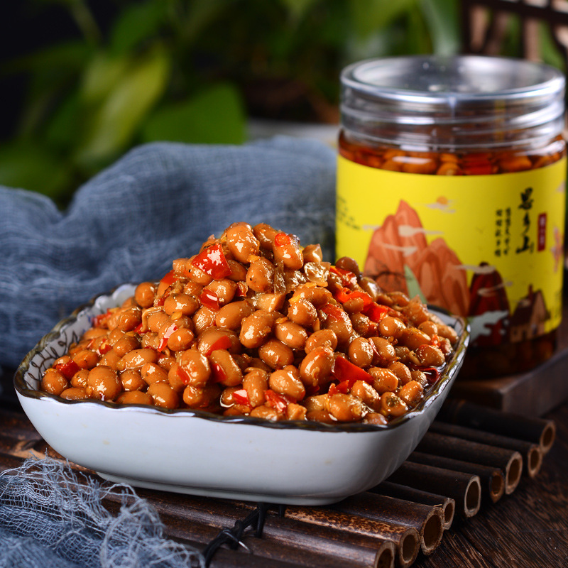 思乡山香辣腊八豆湖南特产农家自制黄豆瓣酱下饭菜黄豆酱280g瓶装
