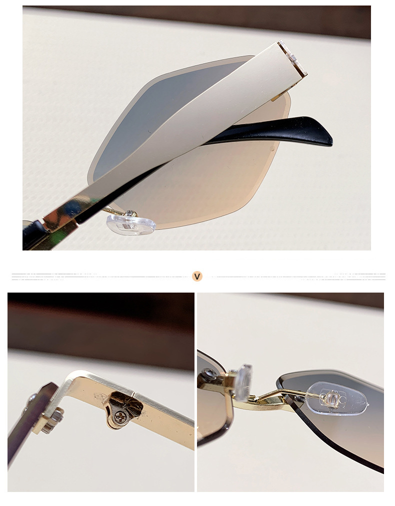 PC, UV400 Protection Lens Material Elegant Simple Style Solid Color PC UV400 Protection Polygon Frameless Women's Sunglasses