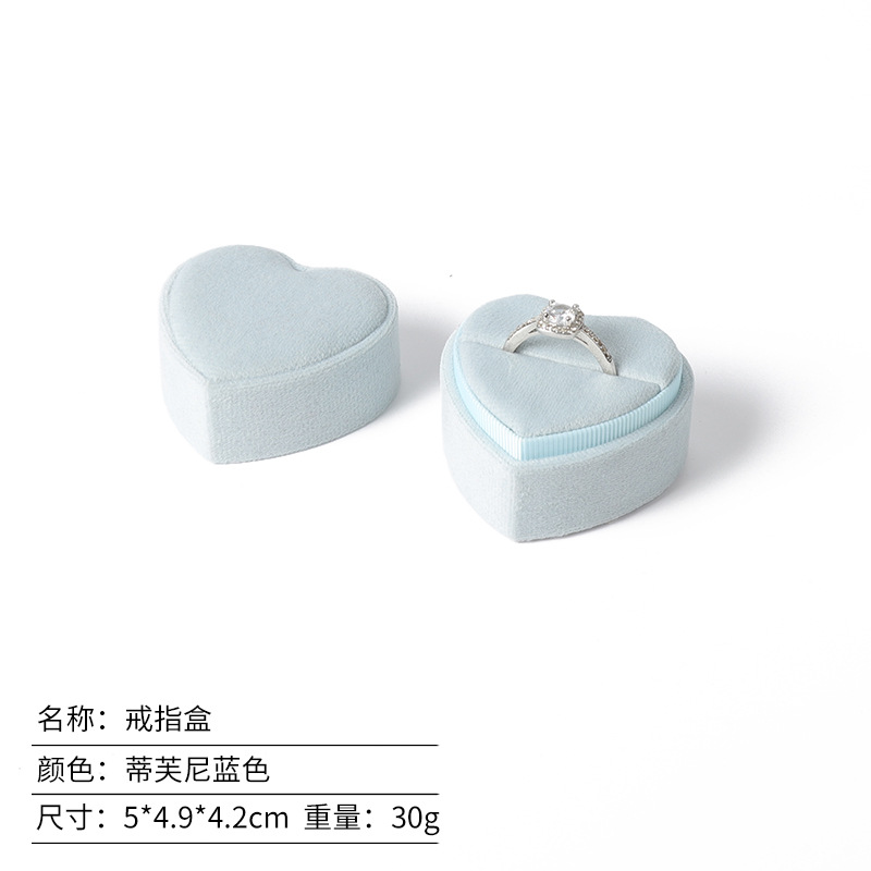 Caja de anillo coreana de terciopelo en forma de corazón, caja de colgante, caja de joyería de alta calidad, fábrica al por mayor en stock