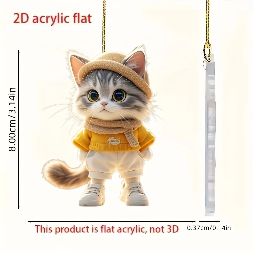 Nuevos productos transfronterizos Navidad creativo Acrílico plano gatito colgante de coche colgante de mochila