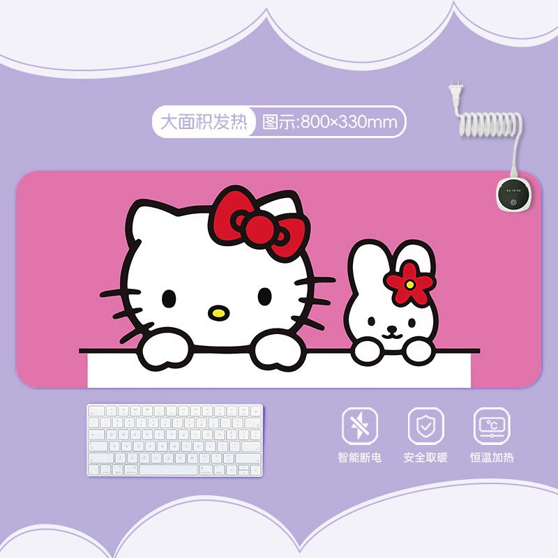 Hello kitty, table mat writing, table teaching laptop, mouse